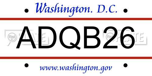 ADQB26 District Of Columbia License Plate