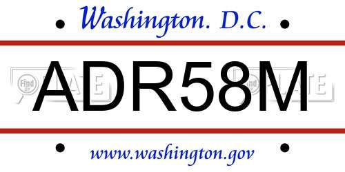 ADR58M District Of Columbia License Plate