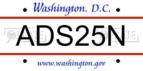 ADS25N District Of Columbia License Plate