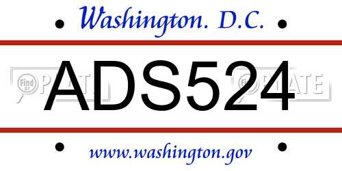 ADS524 District Of Columbia License Plate