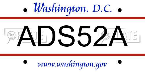 ADS52A District Of Columbia License Plate