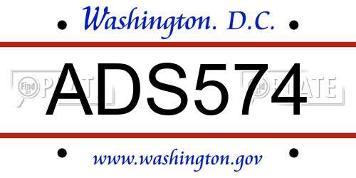 ADS574 District Of Columbia License Plate