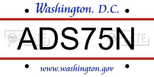 ADS75N District Of Columbia License Plate