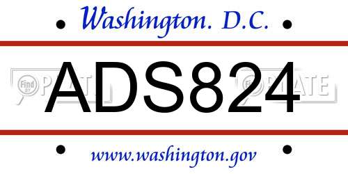 ADS824 District Of Columbia License Plate