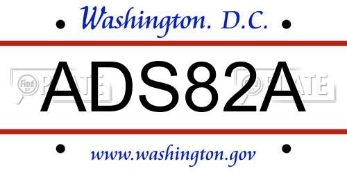 ADS82A District Of Columbia License Plate