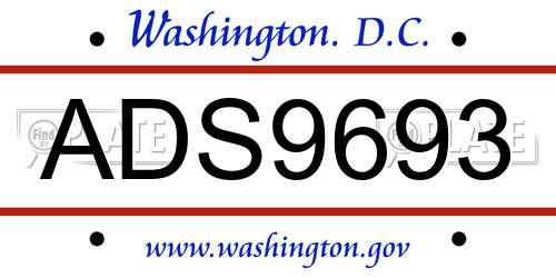 ADS9693 District Of Columbia License Plate