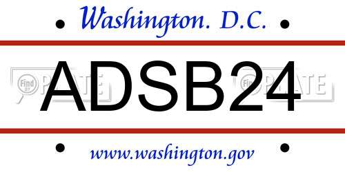 ADSB24 District Of Columbia License Plate