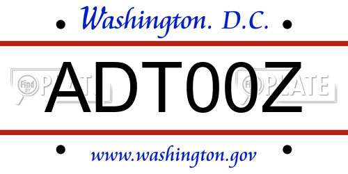 ADT00Z District Of Columbia License Plate