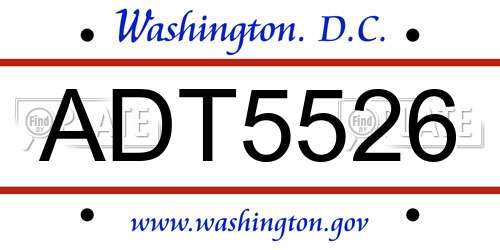 ADT5526 District Of Columbia License Plate