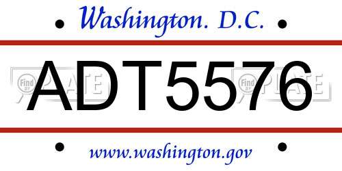 ADT5576 District Of Columbia License Plate