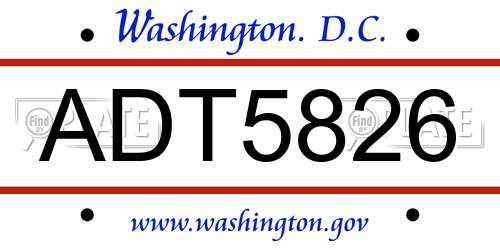 ADT5826 District Of Columbia License Plate