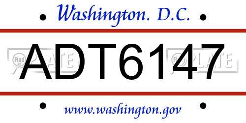 ADT6147 District Of Columbia License Plate