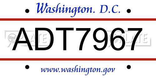 ADT7967 District Of Columbia License Plate