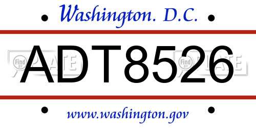 ADT8526 District Of Columbia License Plate