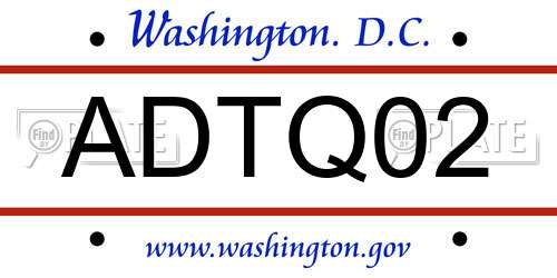 ADTQ02 District Of Columbia License Plate