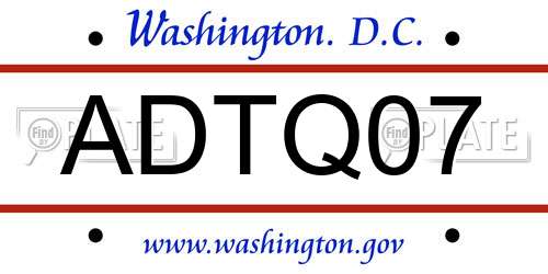 ADTQ07 District Of Columbia License Plate