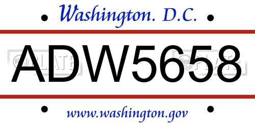 ADW5658 District Of Columbia License Plate
