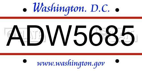 ADW5685 District Of Columbia License Plate