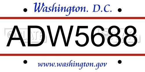 ADW5688 District Of Columbia License Plate