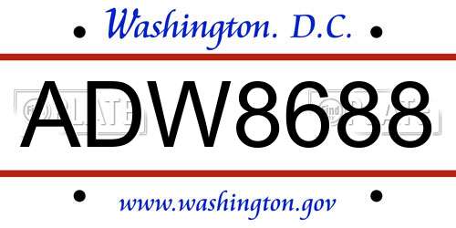 ADW8688 District Of Columbia License Plate