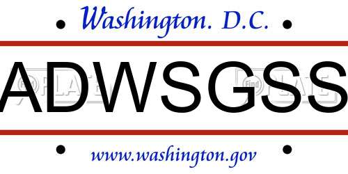 ADWSGSS District Of Columbia License Plate