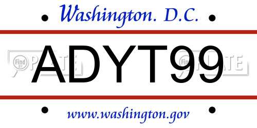ADYT99 District Of Columbia License Plate