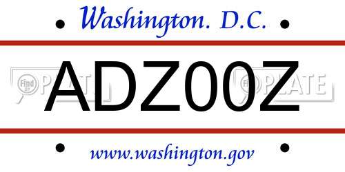 ADZ00Z District Of Columbia License Plate