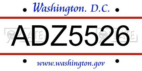ADZ5526 District Of Columbia License Plate