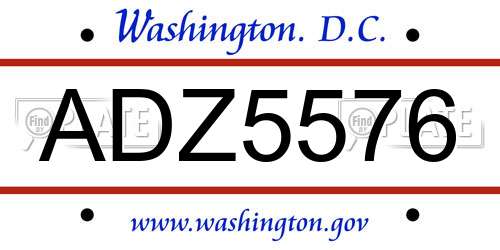 ADZ5576 District Of Columbia License Plate