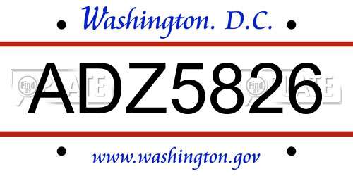 ADZ5826 District Of Columbia License Plate
