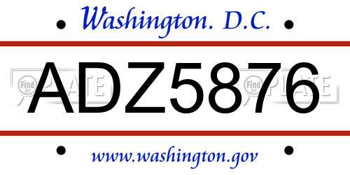 ADZ5876 District Of Columbia License Plate