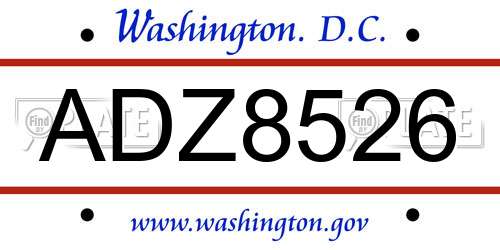 ADZ8526 District Of Columbia License Plate