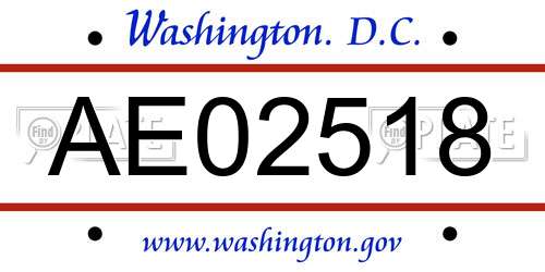 AE02518 District Of Columbia License Plate
