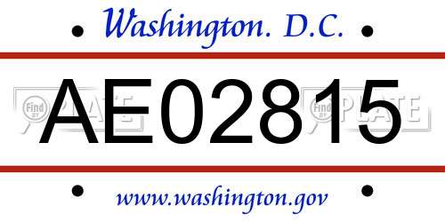 AE02815 District Of Columbia License Plate