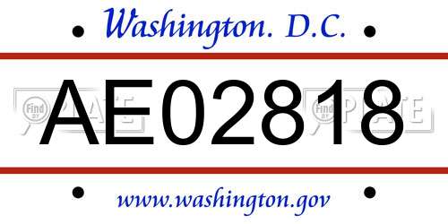 AE02818 District Of Columbia License Plate