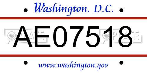 AE07518 District Of Columbia License Plate
