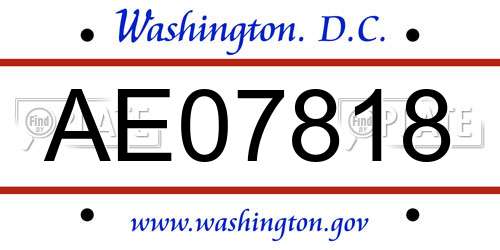 AE07818 District Of Columbia License Plate