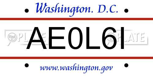 AE0L6I District Of Columbia License Plate
