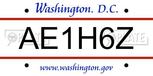 AE1H6Z District Of Columbia License Plate