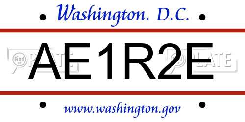 AE1R2E District Of Columbia License Plate