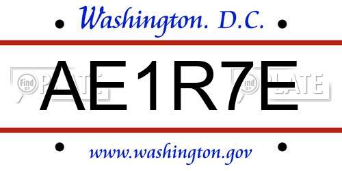 AE1R7E District Of Columbia License Plate