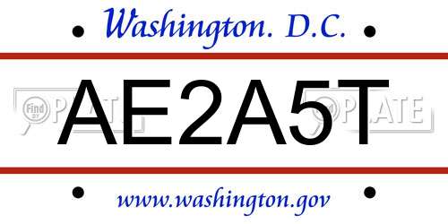 AE2A5T District Of Columbia License Plate