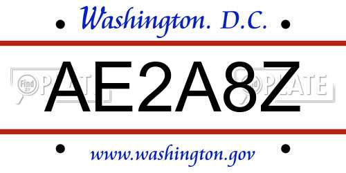 AE2A8Z District Of Columbia License Plate