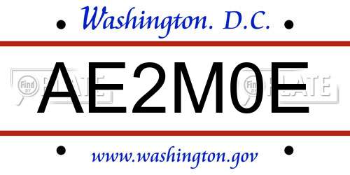 AE2M0E District Of Columbia License Plate