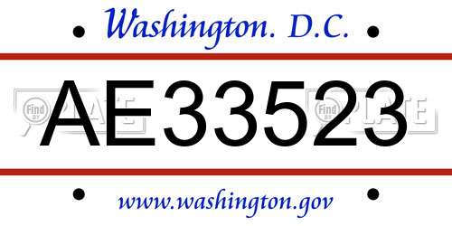 AE33523 District Of Columbia License Plate