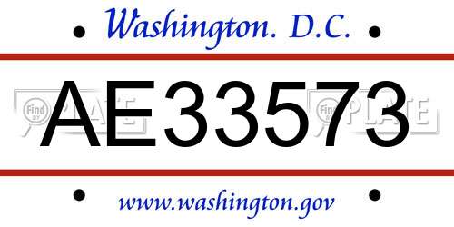 AE33573 District Of Columbia License Plate