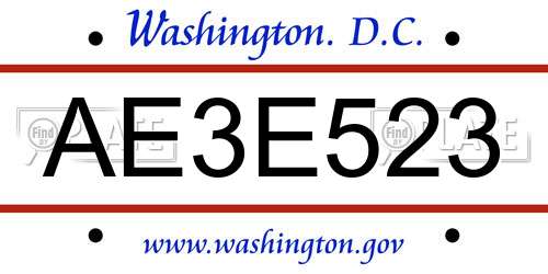 AE3E523 District Of Columbia License Plate