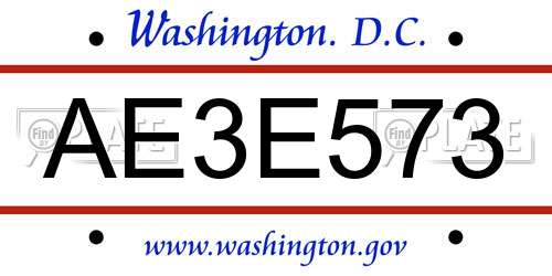 AE3E573 District Of Columbia License Plate