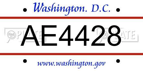 AE4428 District Of Columbia License Plate