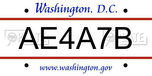AE4A7B District Of Columbia License Plate